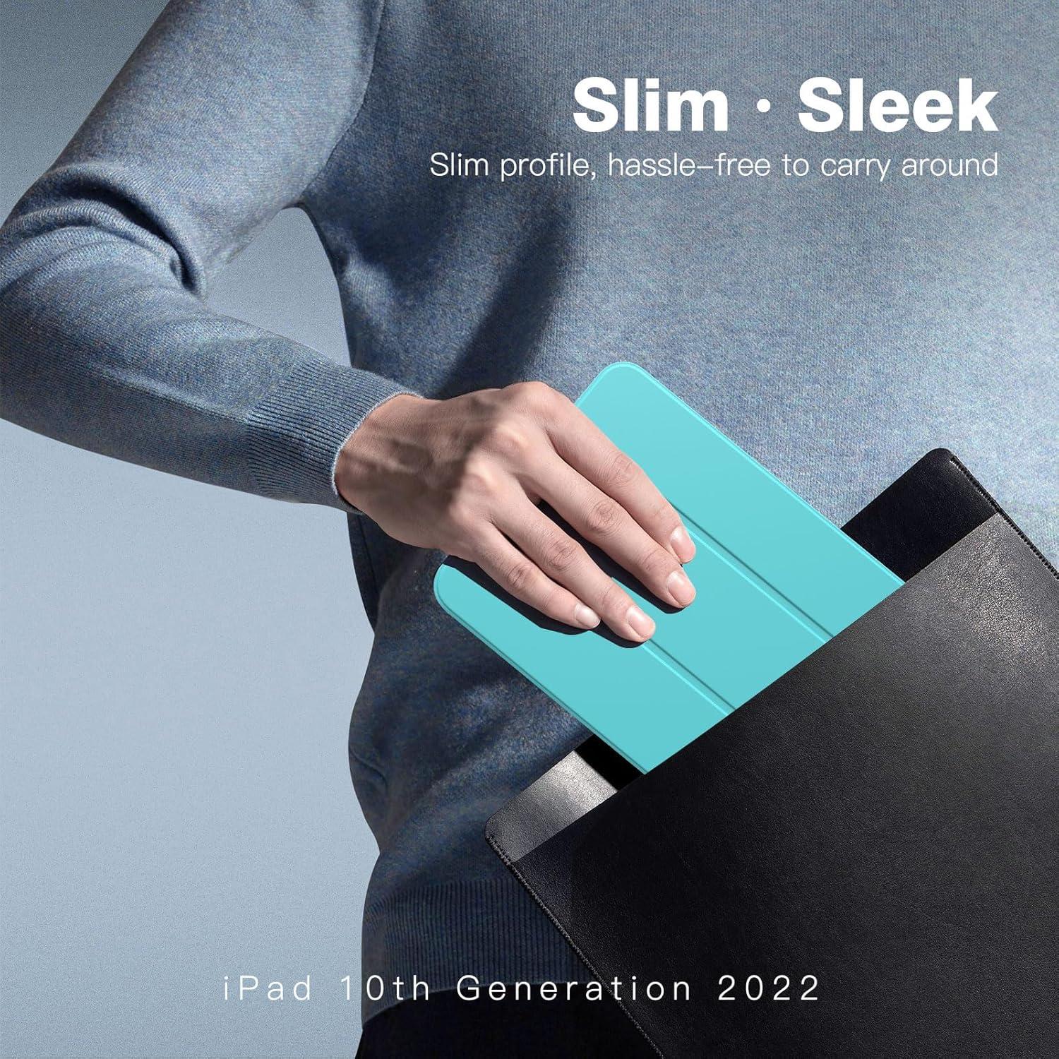 Schutzhülle für iPad 10 Generation 10,9 Zoll 2022 Smart Cover Stand Azurblau