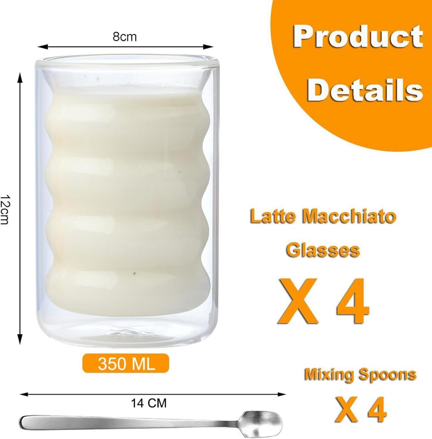 Doppelwandige Latte Macchiato Gläser Set 350ml - 4er