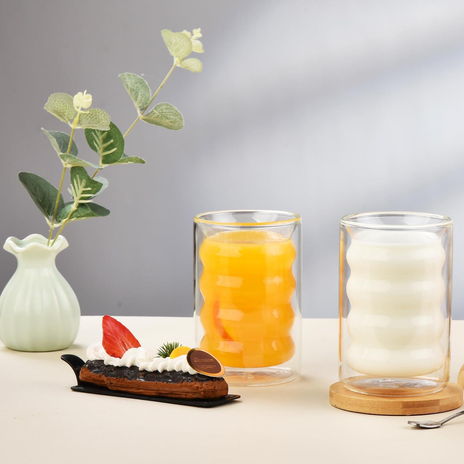 Doppelwandige Latte Macchiato Gläser Set 4er 350ml Borosilikatglas