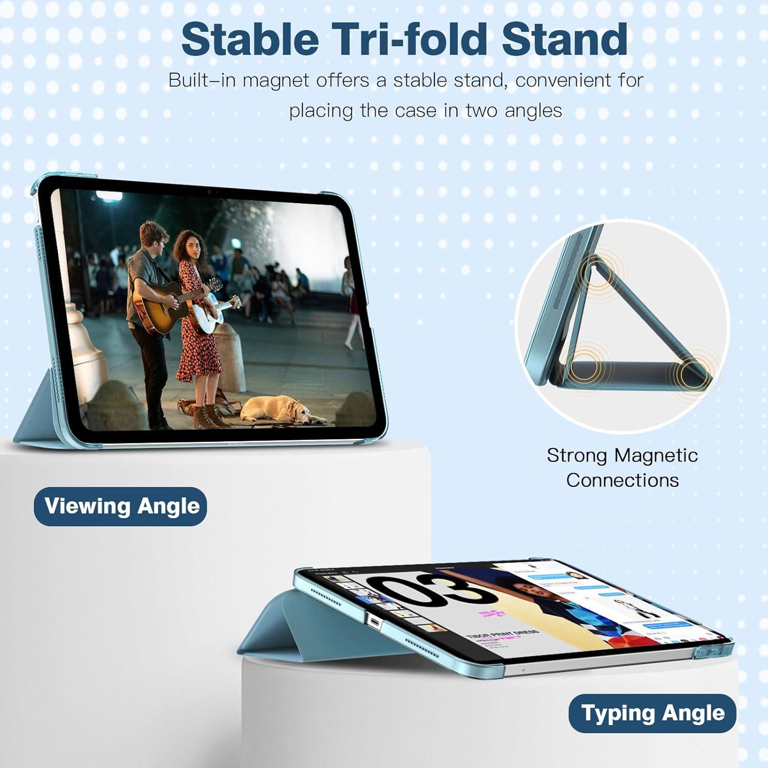 iPad 10.9 2022 Hülle Schlank Smart Case Cover Transluzent Blau