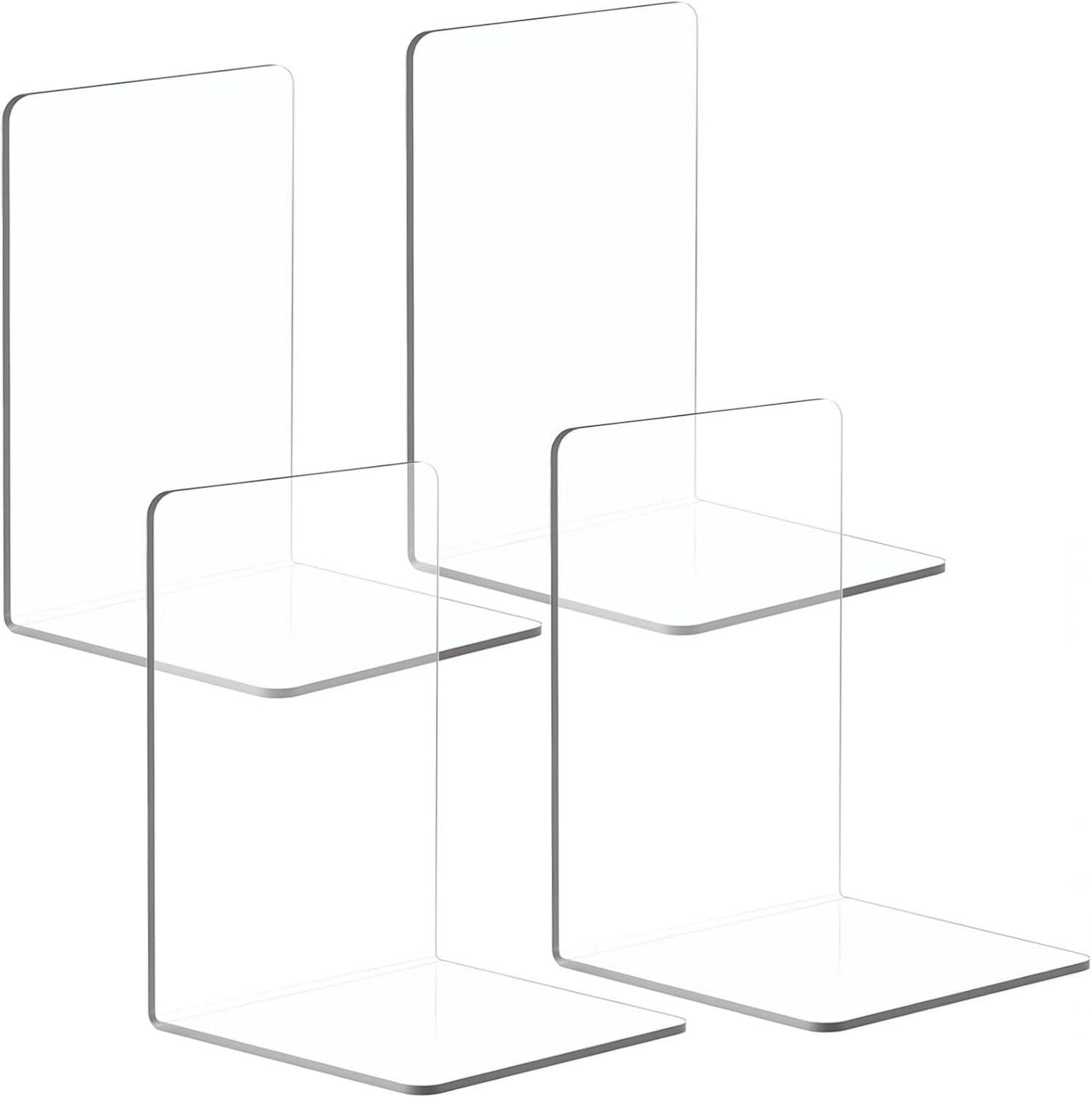 Qualsen Acryl Buchstütze Transparent Bücherhalter 18x12x12CM