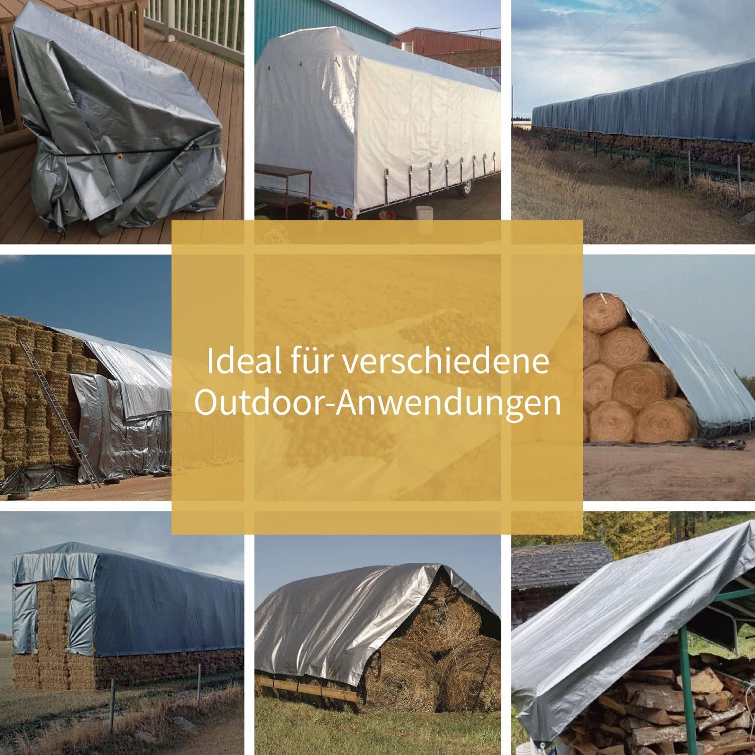 Abdeckplane Wasserdicht 2x2m Silberfarben 120g/m² Schutzplane