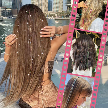 Glitzer Haarsträhnen Set – 16 Farben, 3200 Strähnen