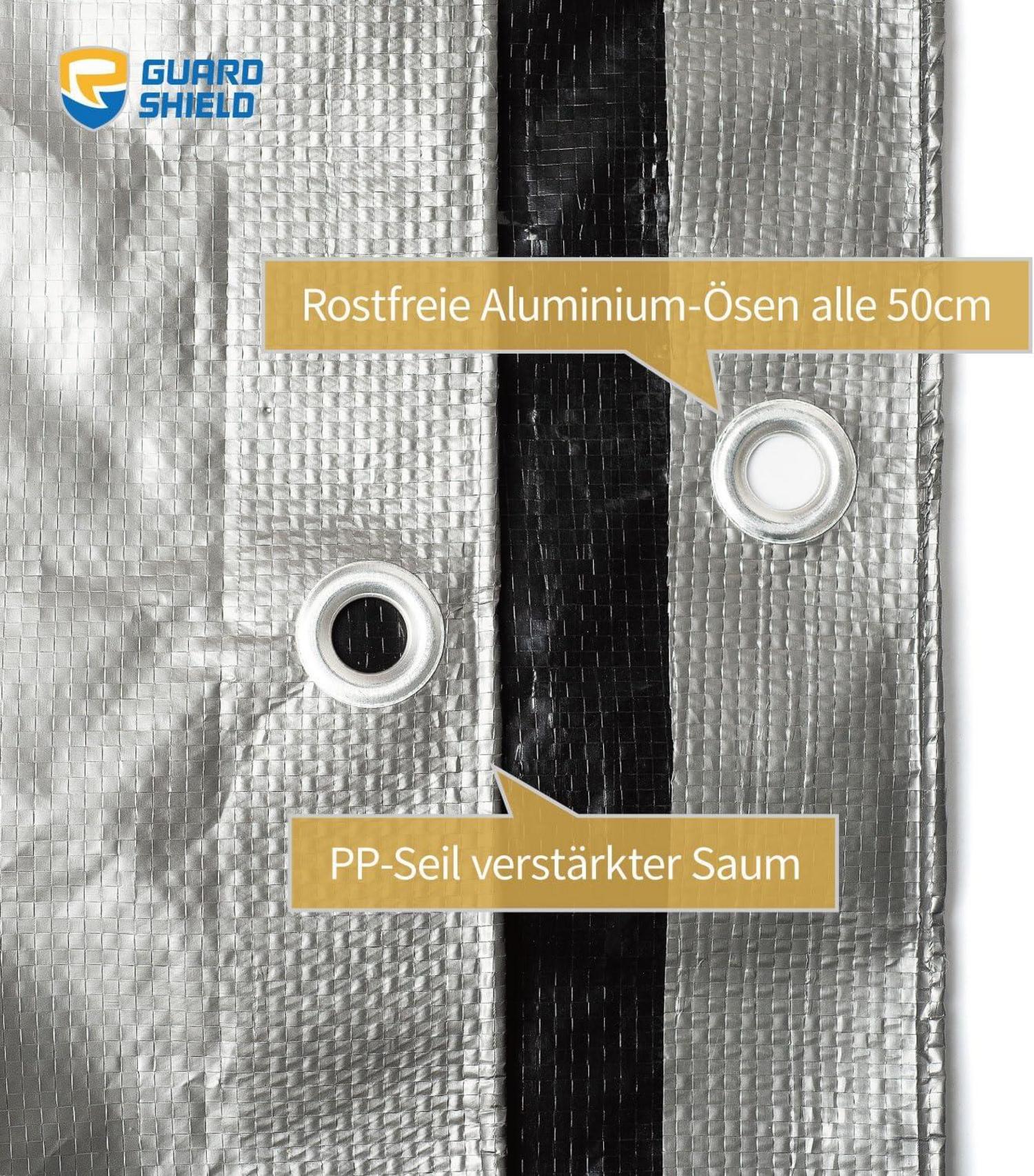 Abdeckplane Wasserdicht 3m x 4m Grau Silberfarben 120g/m² | UV-stabilisiert | Schutzplane Schlechtwetterplane