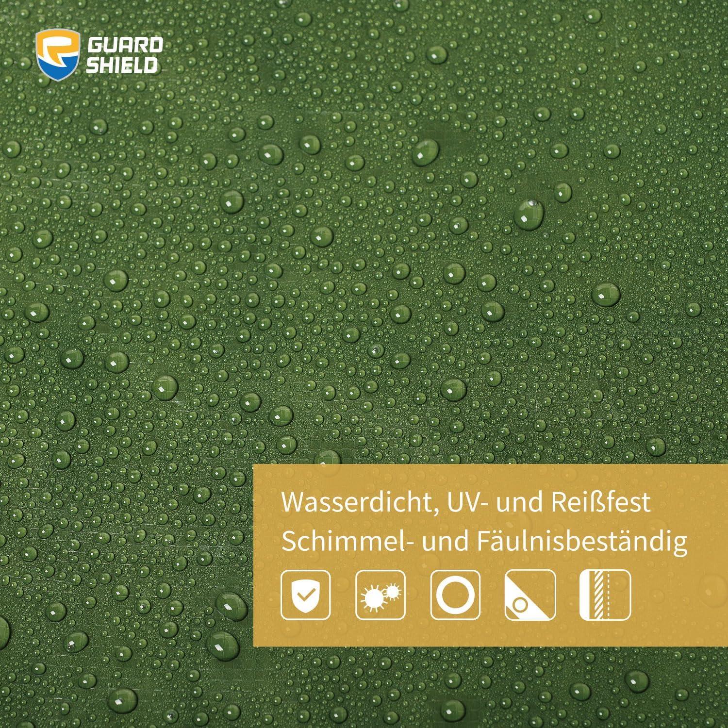 Wasserdichte Abdeckplane mit Ösen 2x2m Grün 120g/m² GUARD SHIELD