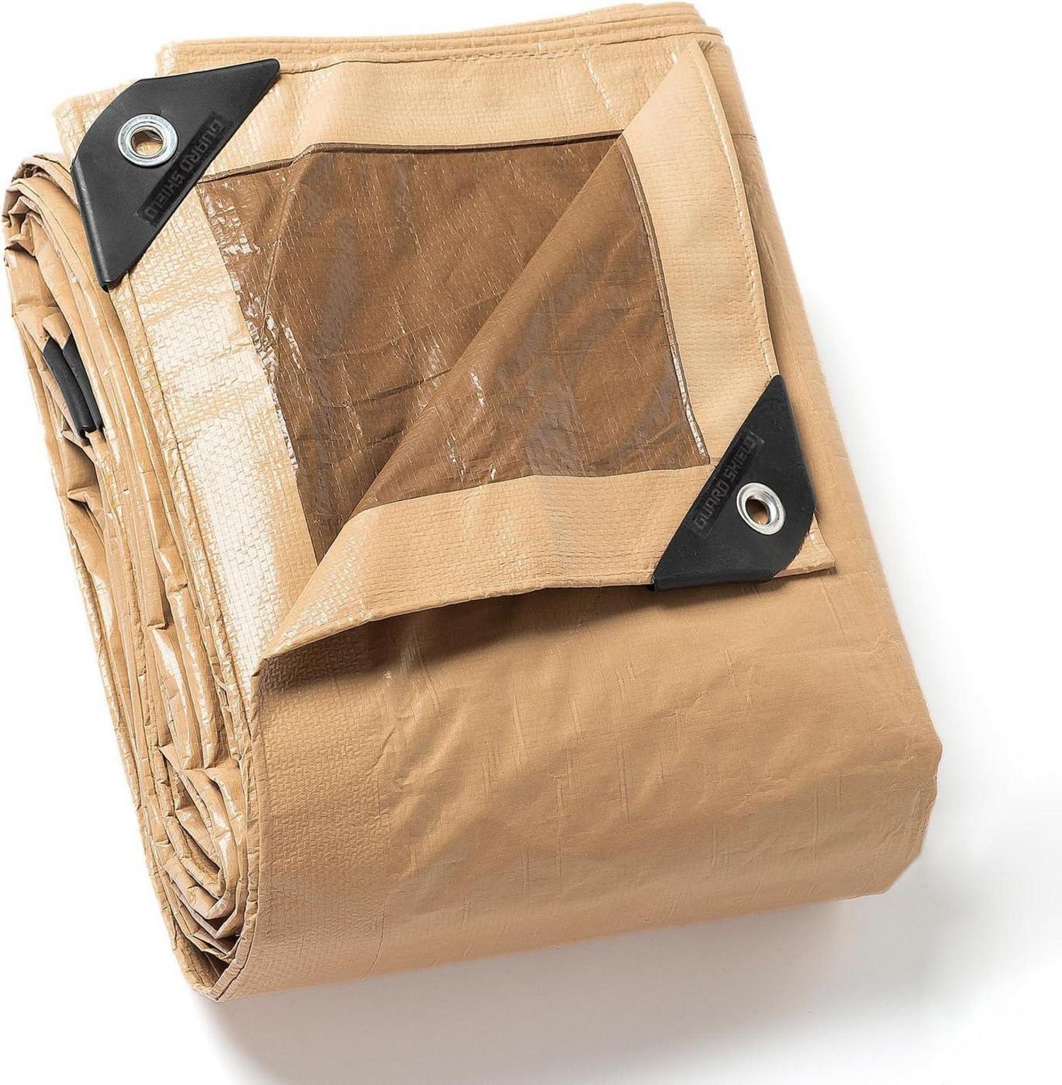 Abdeckplane Wasserdicht 5x6m Beige/Khaki 120g/m² GUARD SHIELD