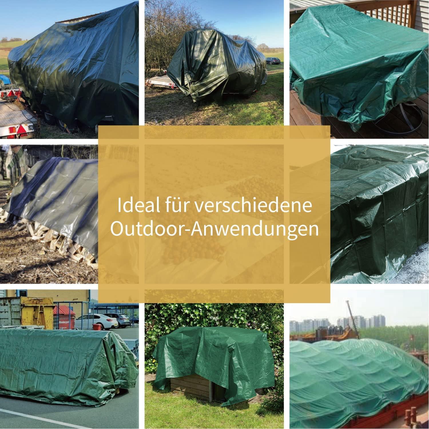 Abdeckplane 3x4m Grün Wasserdicht 120g/m² UV-stabilisiert mit Ösen