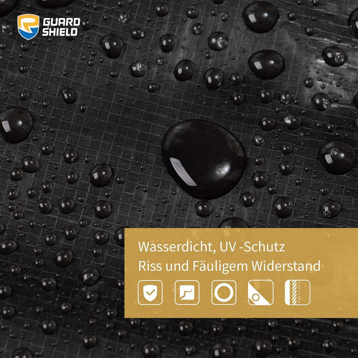 Schwarze Abdeckplane 6x8m Wasserdicht mit Ösen