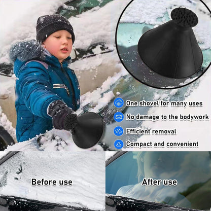 Auto Eiskratzer mit Trichter Rund 360 Grad Schwarz 2er Set