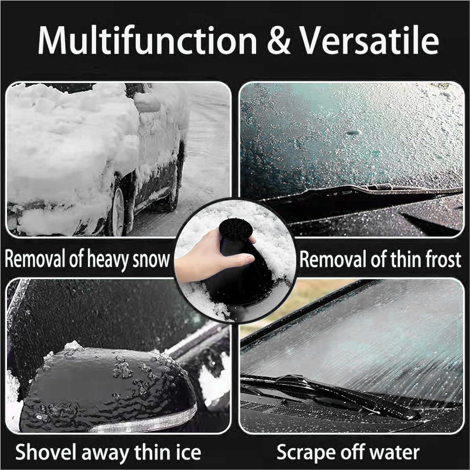 Auto Eiskratzer mit Trichter Rund 360 Grad Schwarz 2er Set