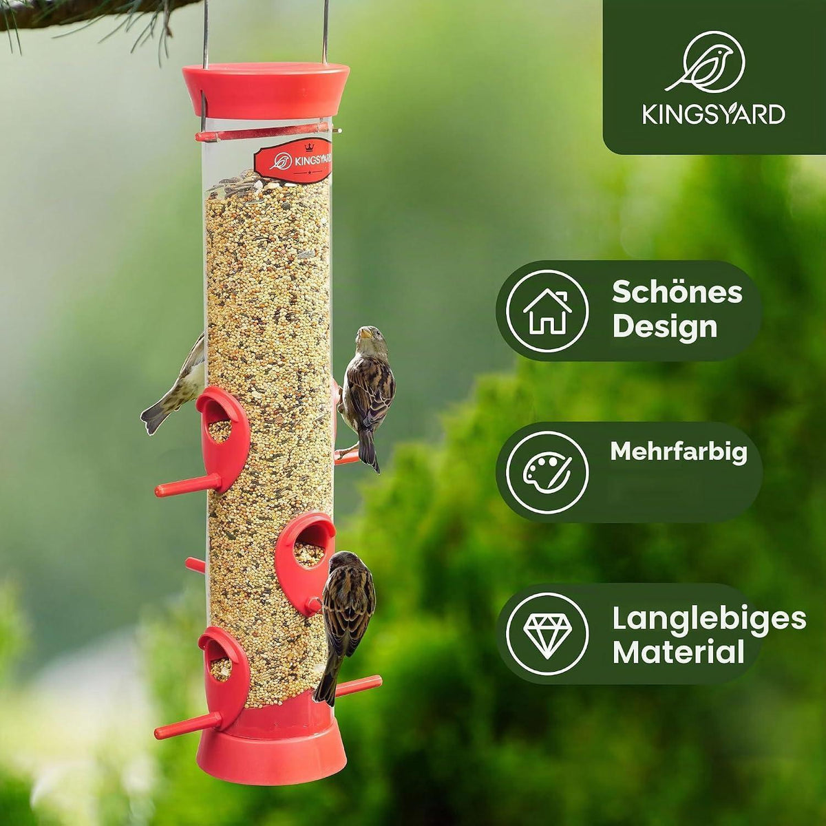 Vogelfutterstation mit 6 Stangen – Futterhaus für Wildvögel