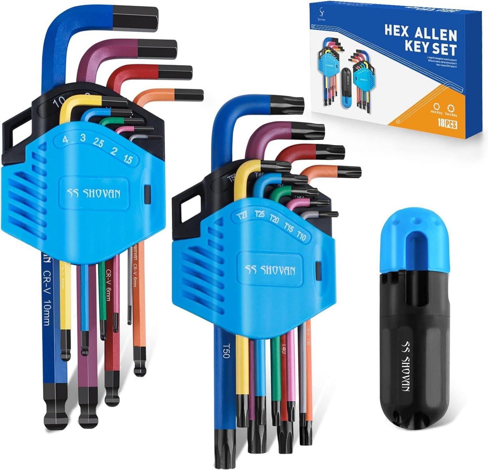 18TLG Innensechskant & Torx Schlüssel Set mit Griff