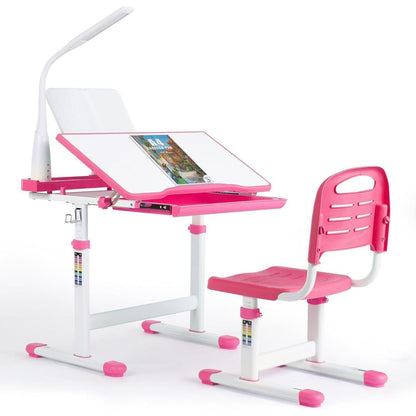 Kinder Schreibtisch und Stuhl Set höhenverstellbar Rosa