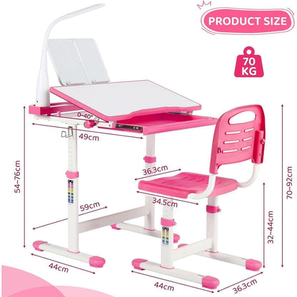Kinder Schreibtisch und Stuhl Set höhenverstellbar Rosa