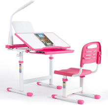 Kinderschreibtisch und Stuhl Set Rosa höhenverstellbar multifunktional