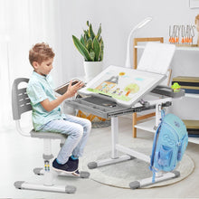 Kinder Schreibtisch und Stuhl Set Höhenverstellbar Grau