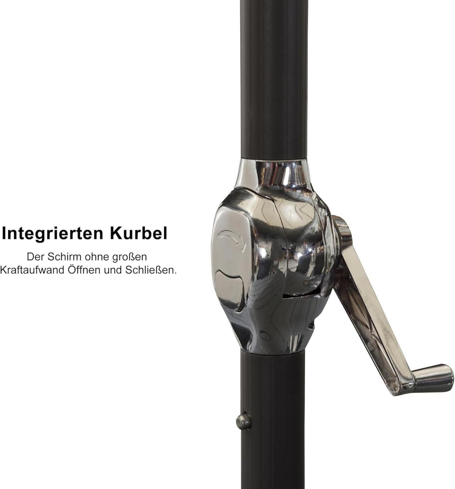 Sonnenschirm 270cm Rund mit Kippendruckknöpfen, Aluminium