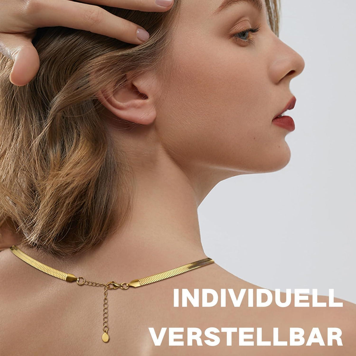 Vergoldete Schlangenkette Damen 14K Edelstahl, verstellbar