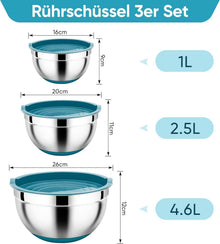 Homikit Edelstahl Rührschüssel Set mit Silikonboden