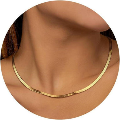 Vergoldete Schlangen Kette Damen 14K Edelstahl 3mm 15 Zoll