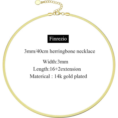 Vergoldete Schlangenkette Damen 14K Edelstahl, 3mm, 16 Zoll