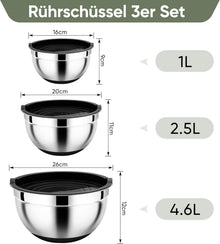 Homikit Edelstahl Rührschüssel Set mit Deckel