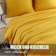 Soifox Mikrofaser Bettwäsche 200x200 Gelb Set inkl. 2