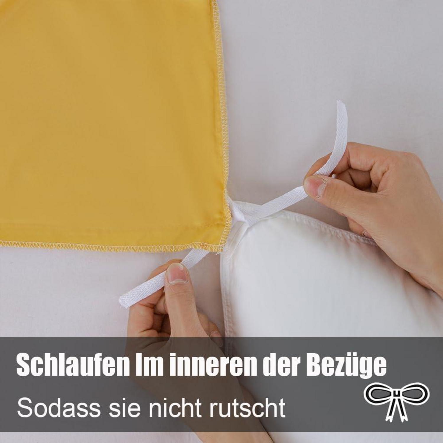 Soifox 2er Set Bettwäsche Gelb 200x200 cm Mikrofaser bügelfrei & knitterfrei