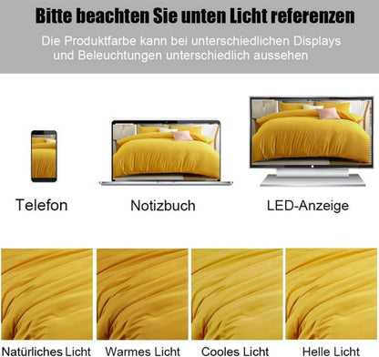 Bettwäsche 200x220 Gelb Mikrofaser bügelfrei Kissenbezug 80x80 2er Set