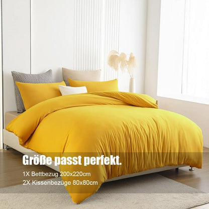 Soifox Gelbe Mikrofaser Bettwäsche Set 200x220cm mit Kissenbezug 80x80cm