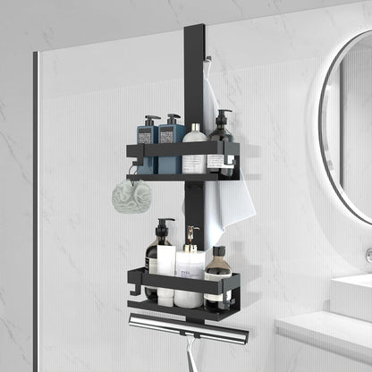 Duschablage Hängend Edelstahl SUS304 Schwarz ohne Bohren für Glastür