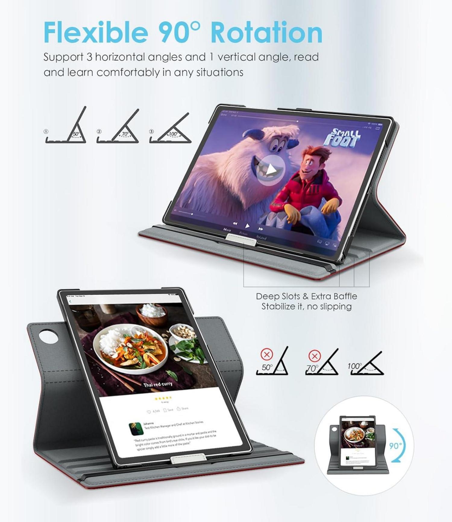 TiMOVO Galaxy Tab A8 10,5 Zoll PU Lederhülle 90° Drehbar Wein Rot