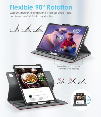 TiMOVO Galaxy Tab A8 10,5 Zoll PU Lederhülle 90° Drehbar Wein Rot