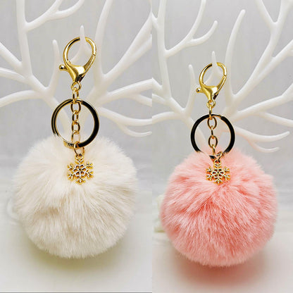 Flauschiger Kaninchenfellball Schlüsselanhänger 2er-Pack Plüsch Niedlich