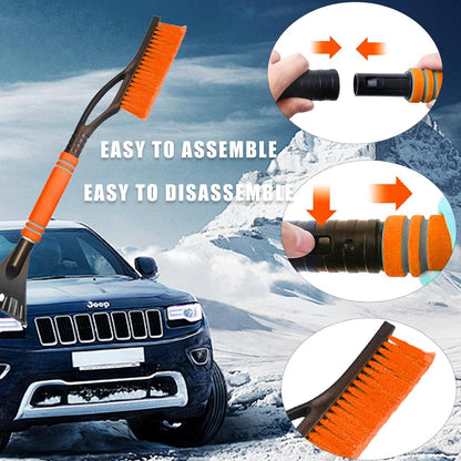 Auto Eiskratzer 2in1 mit Besen, Eiskratzer Abnehmbarer Eisschaber in Orange