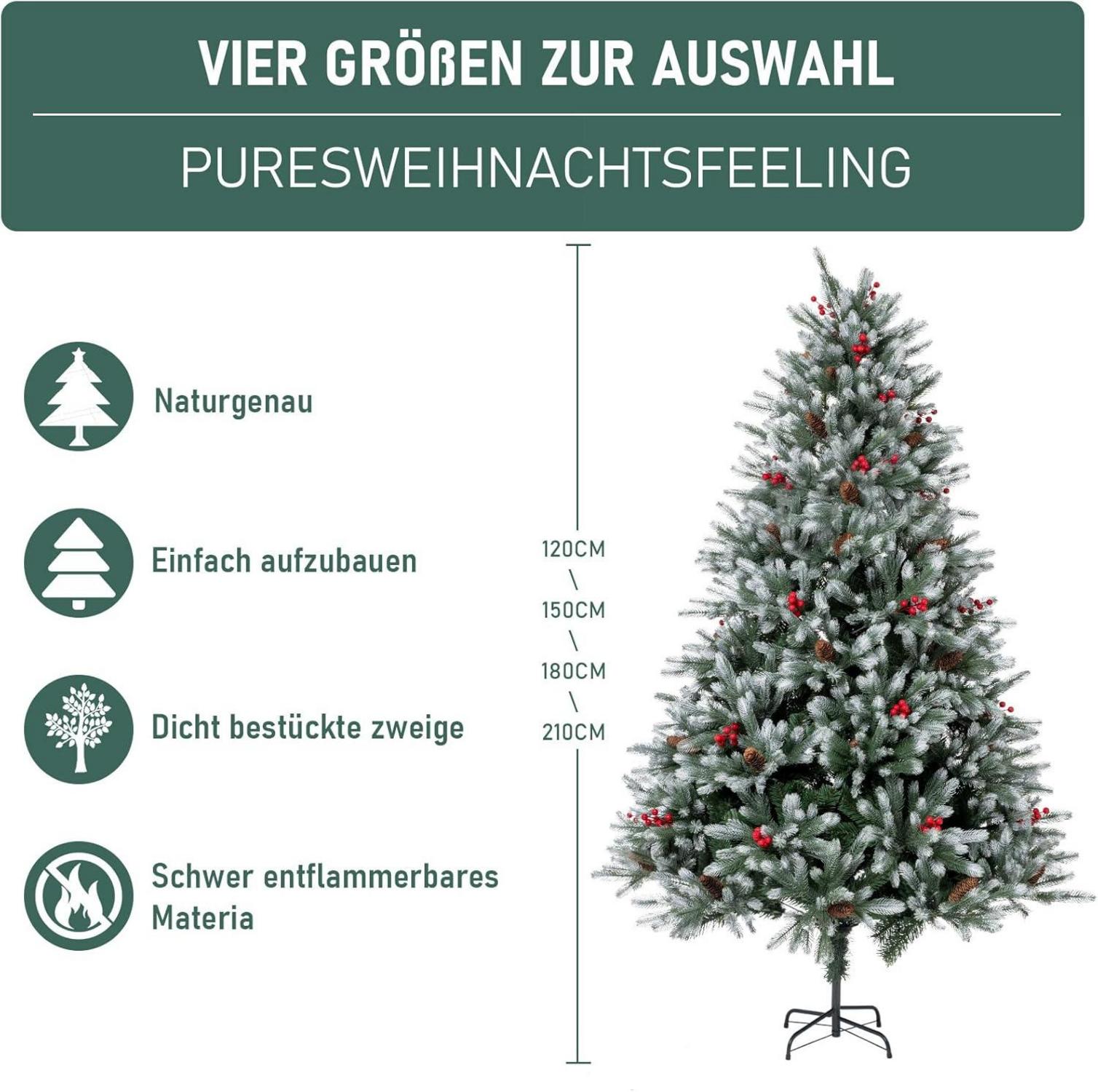 Künstlicher Weihnachtsbaum 150cm PE/PVC Tannenzapfen Beeren