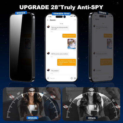 WSKEN 2 Stück iPhone 16 Plus/15 Plus Sichtschutz Schutzfolie