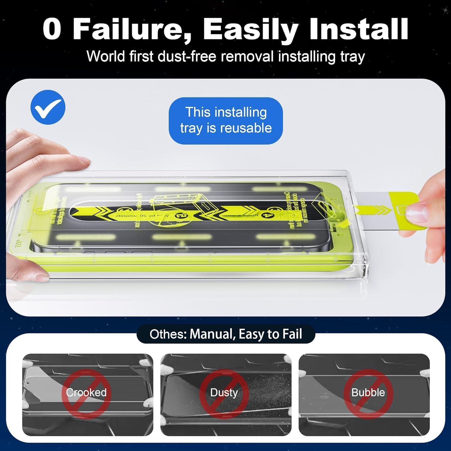WSKEN iPhone 16 Plus/15 Plus Sichtschutz Panzerfolie 2.5D, 9H+ Gehärtet, Bläschenfrei - 2 Stück