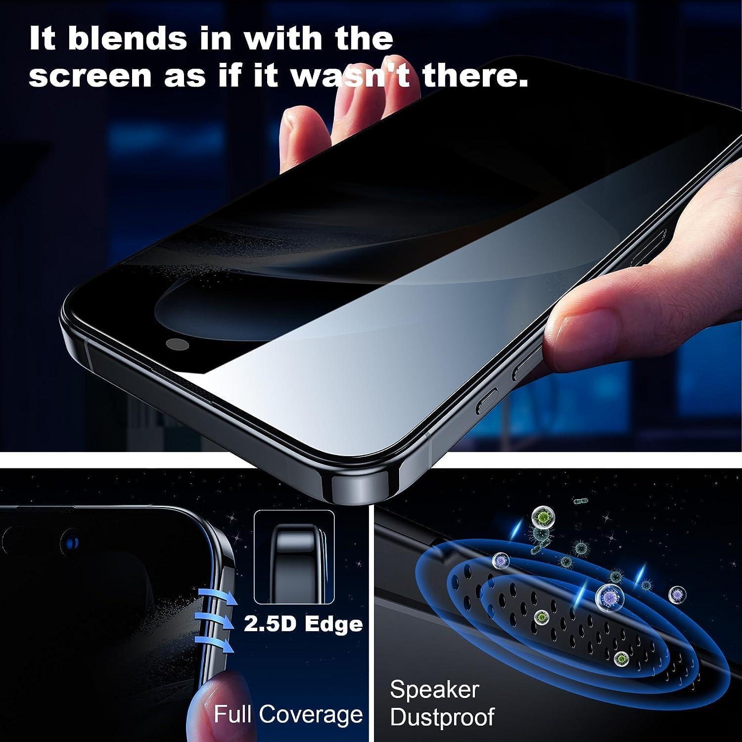 WSKEN iPhone 15 16 Plus Sichtschutz Panzerfolie 2.5D Displayschutz 2 Stück