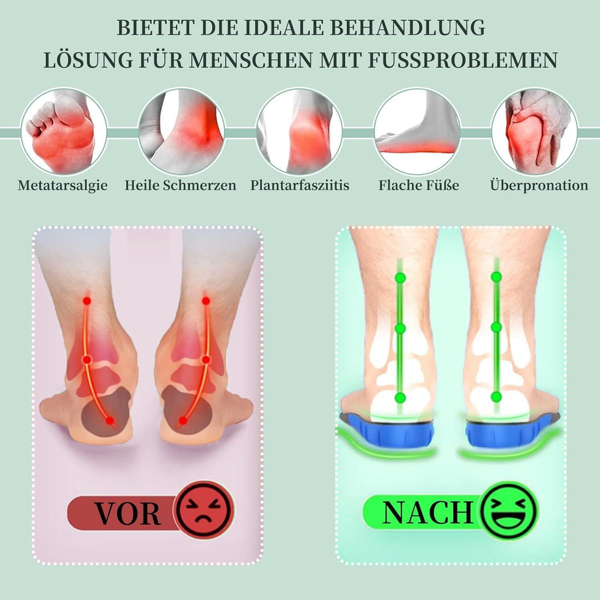 Orthopädische Einlegesohlen 3 Paar – Komfort & Fußgewölbestütze – Schwarz Gr. 45-46