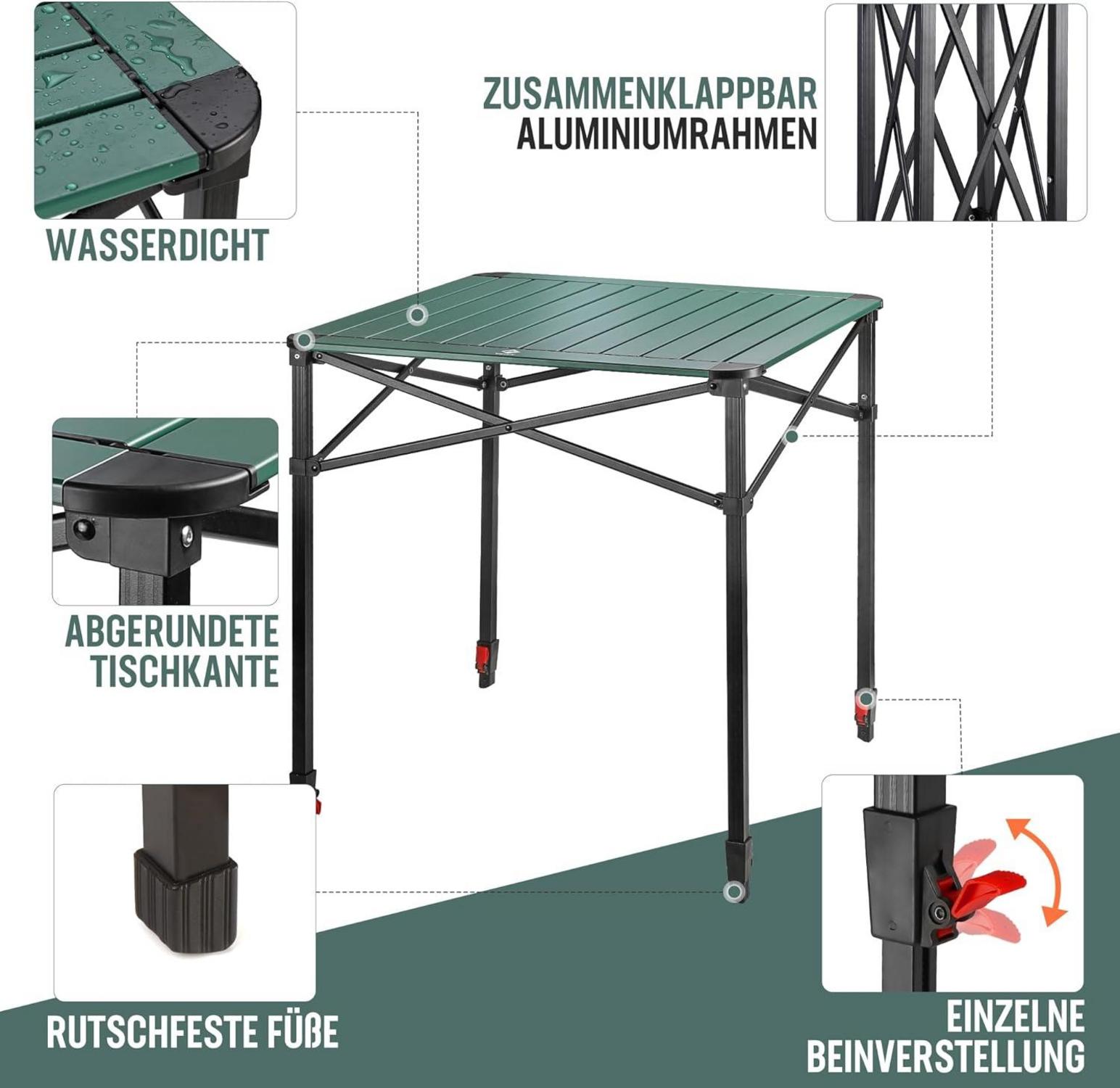 Klapptisch Aluminium Tragetasche Campingtisch Alu 70x70x78cm