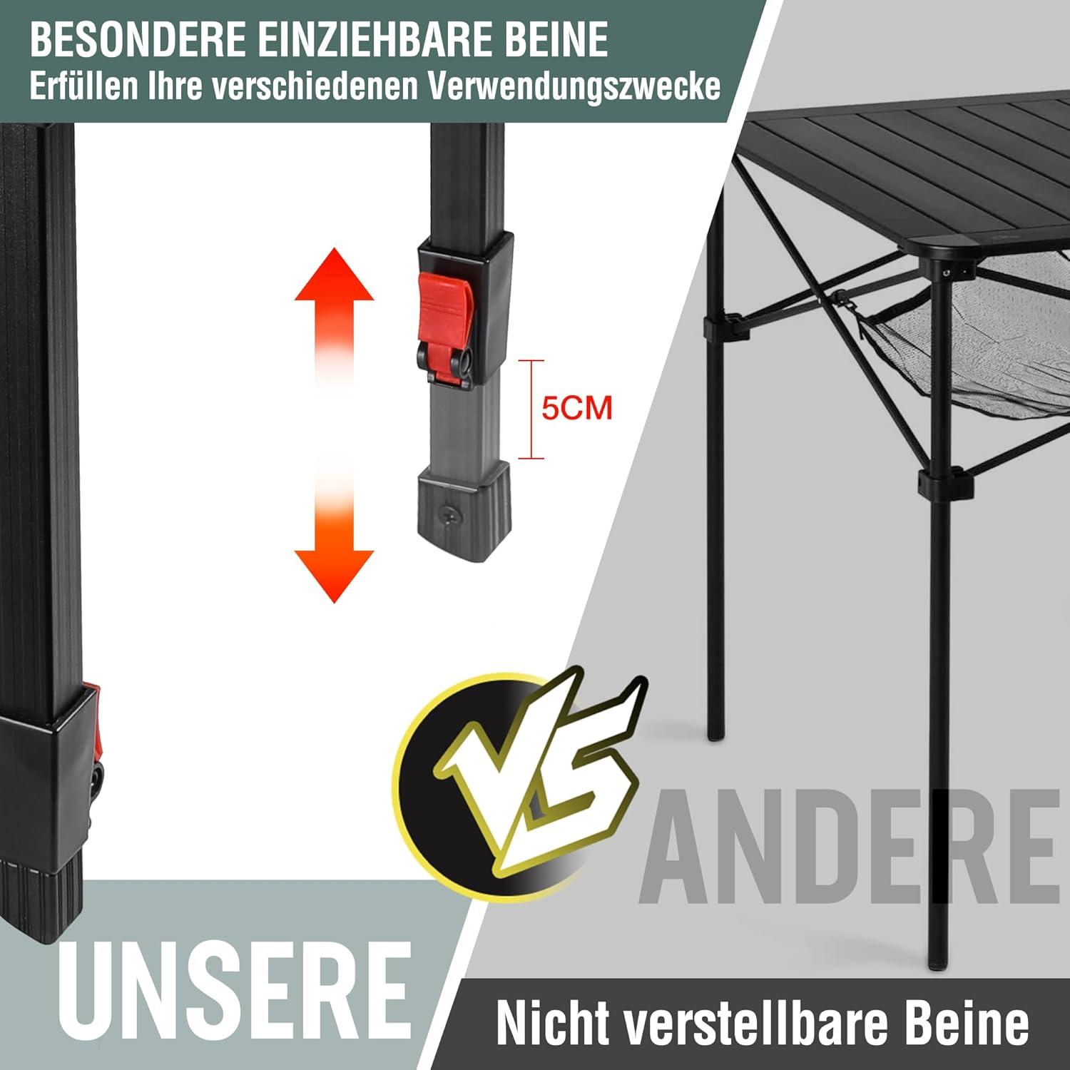 Klapptisch Aluminium 70x70x78cm für Camping Picknick Strand Outdoor