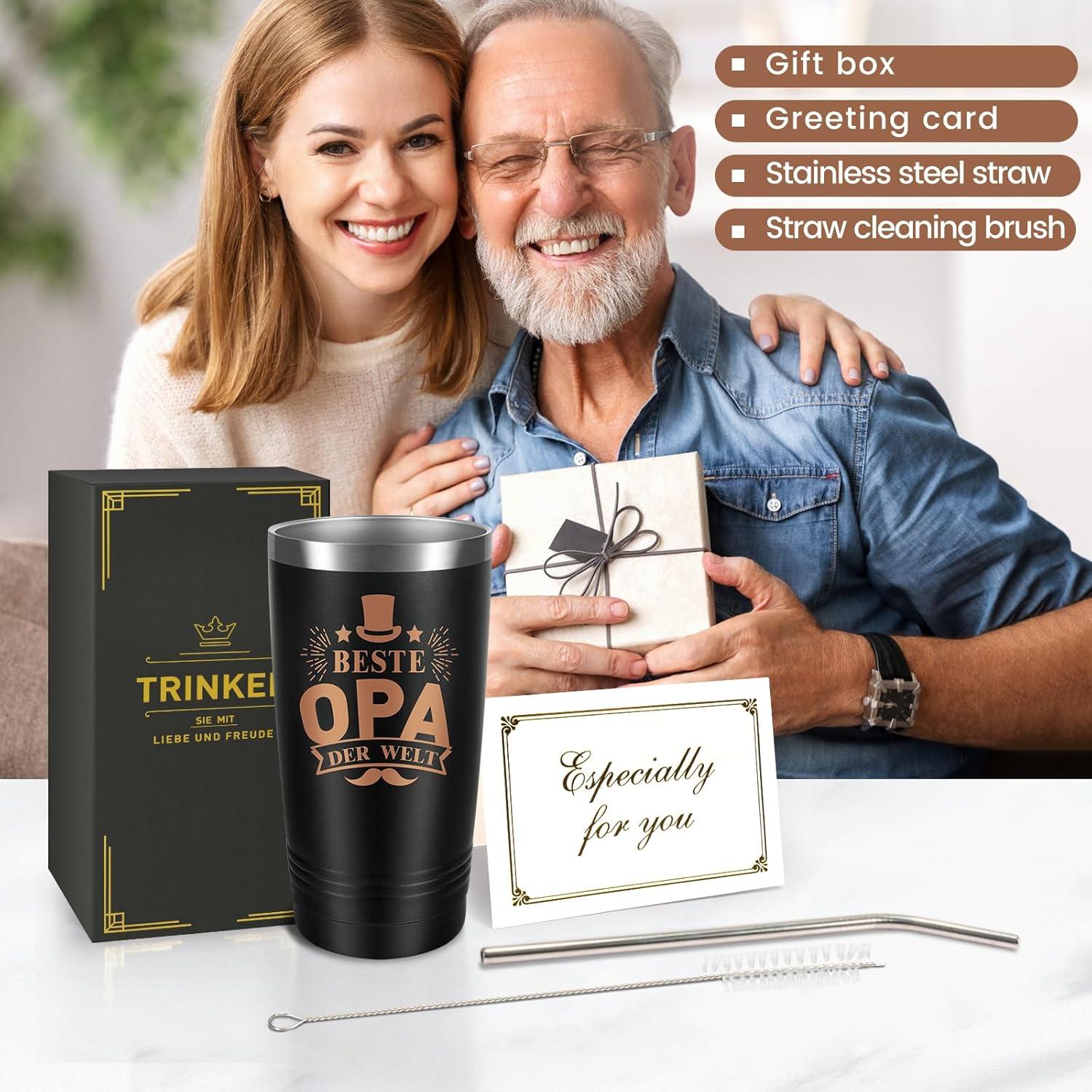 Personalisierte Opa Geschenk Tasse Edelstahl Weinbecher 20oz Väter Weihnachten