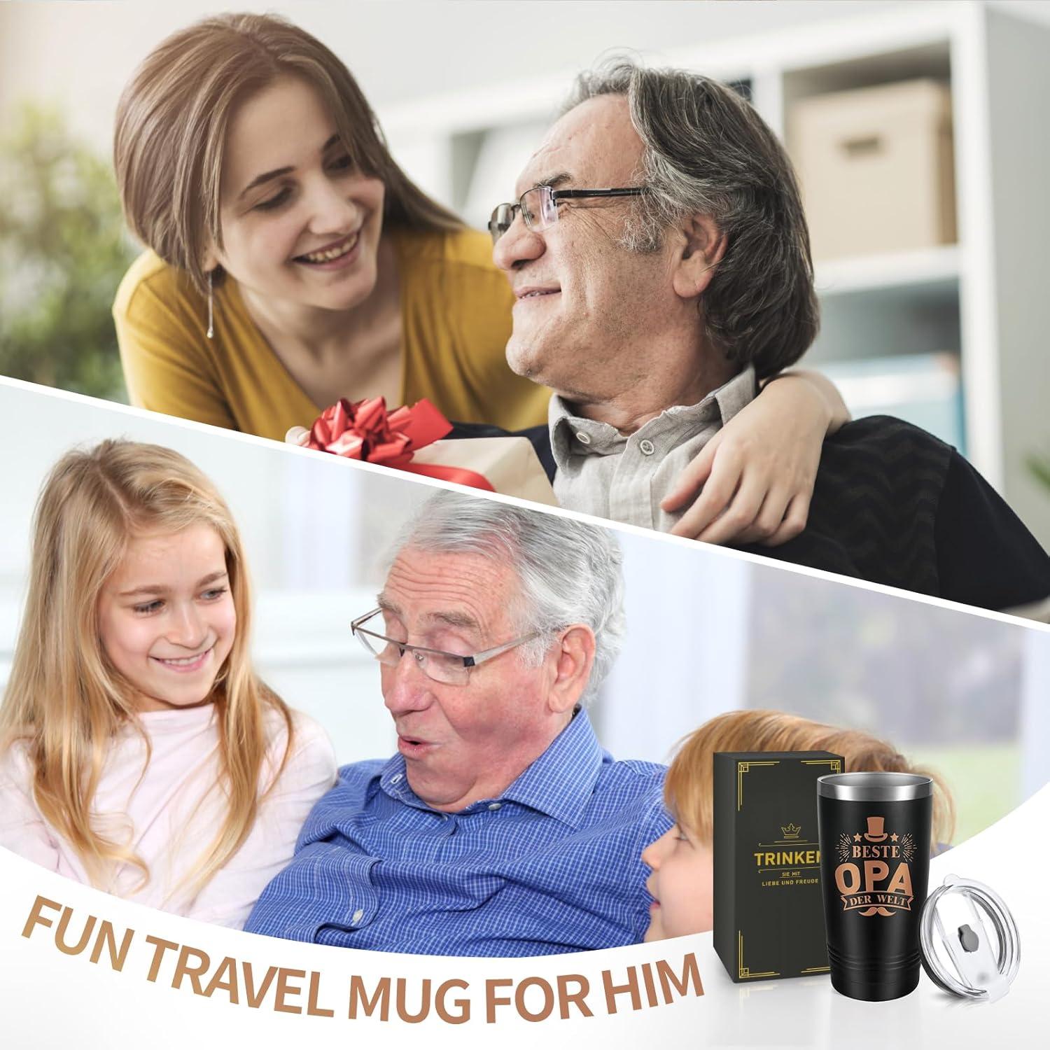 Personalisierte Opa Geschenk Tasse Edelstahl Weinbecher 20oz Väter Weihnachten