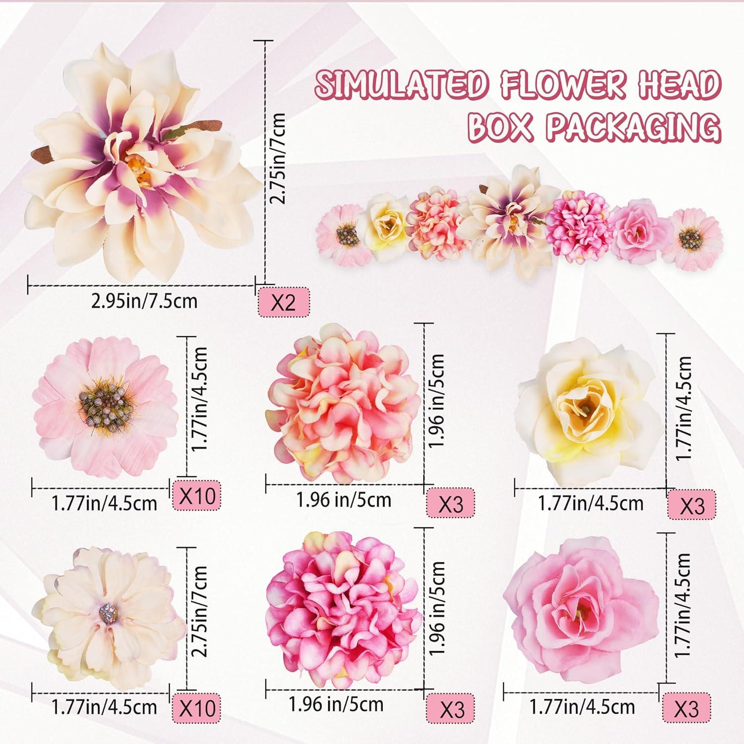 Kunstblumen Basteln 34 Stück Rosa Mini Blütenköpfe 4-7cm