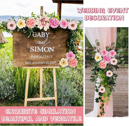 Künstliche Blumen 34er Set Mini Rosa Blütenköpfe Deko Fake Seidenblumen