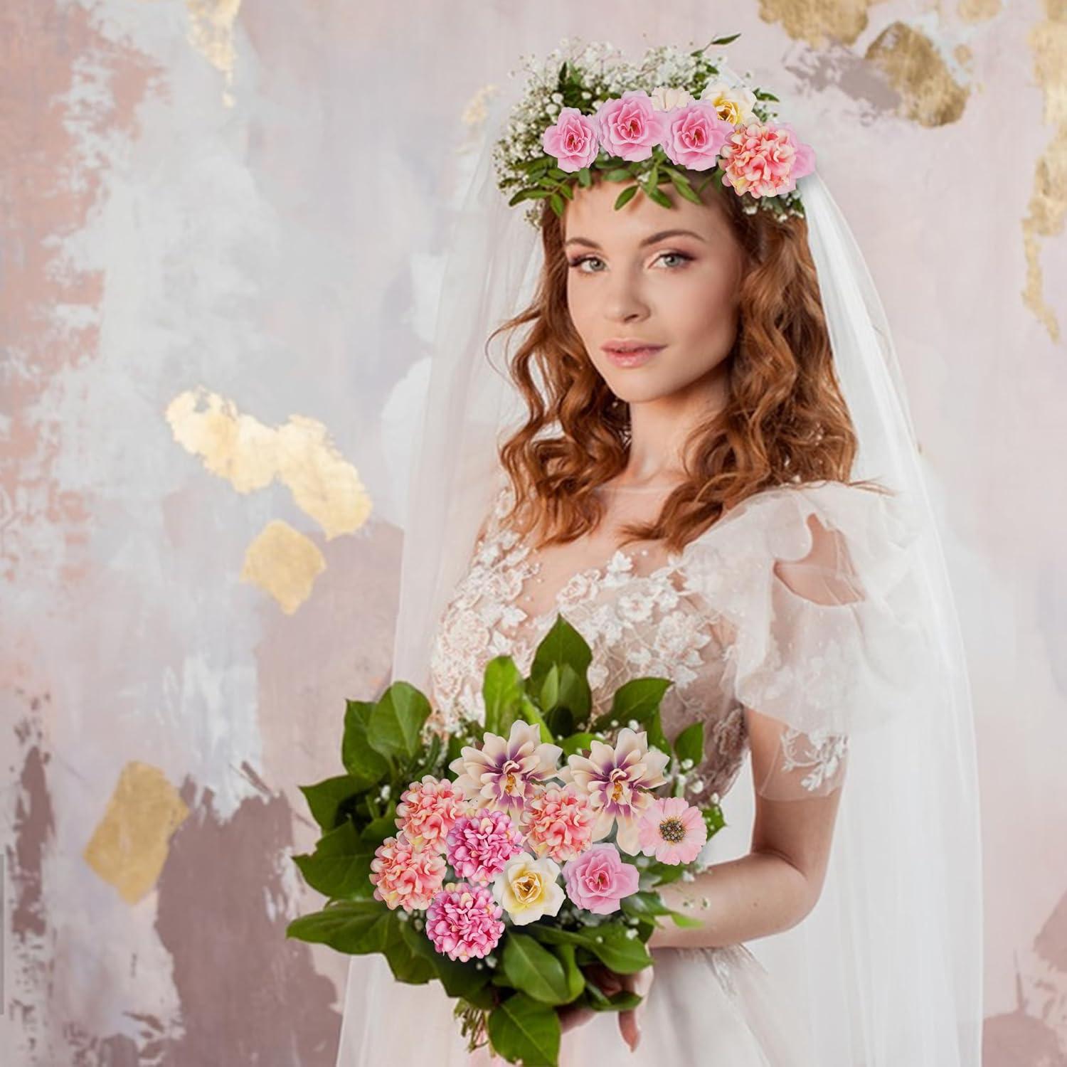 34 Stück Mini Rosa Kunstblumen Basteln Blumenköpfe 4~7cm - Deko