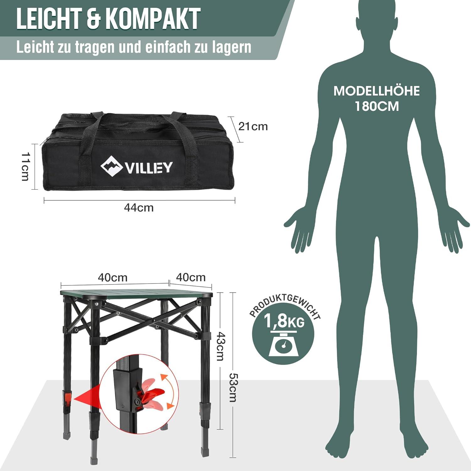 Aluminium Klapptisch mit Tragetasche | Campingtisch