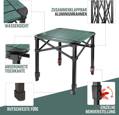 Aluminium Klapptisch mit Tragetasche für Camping, Picknick und Strand