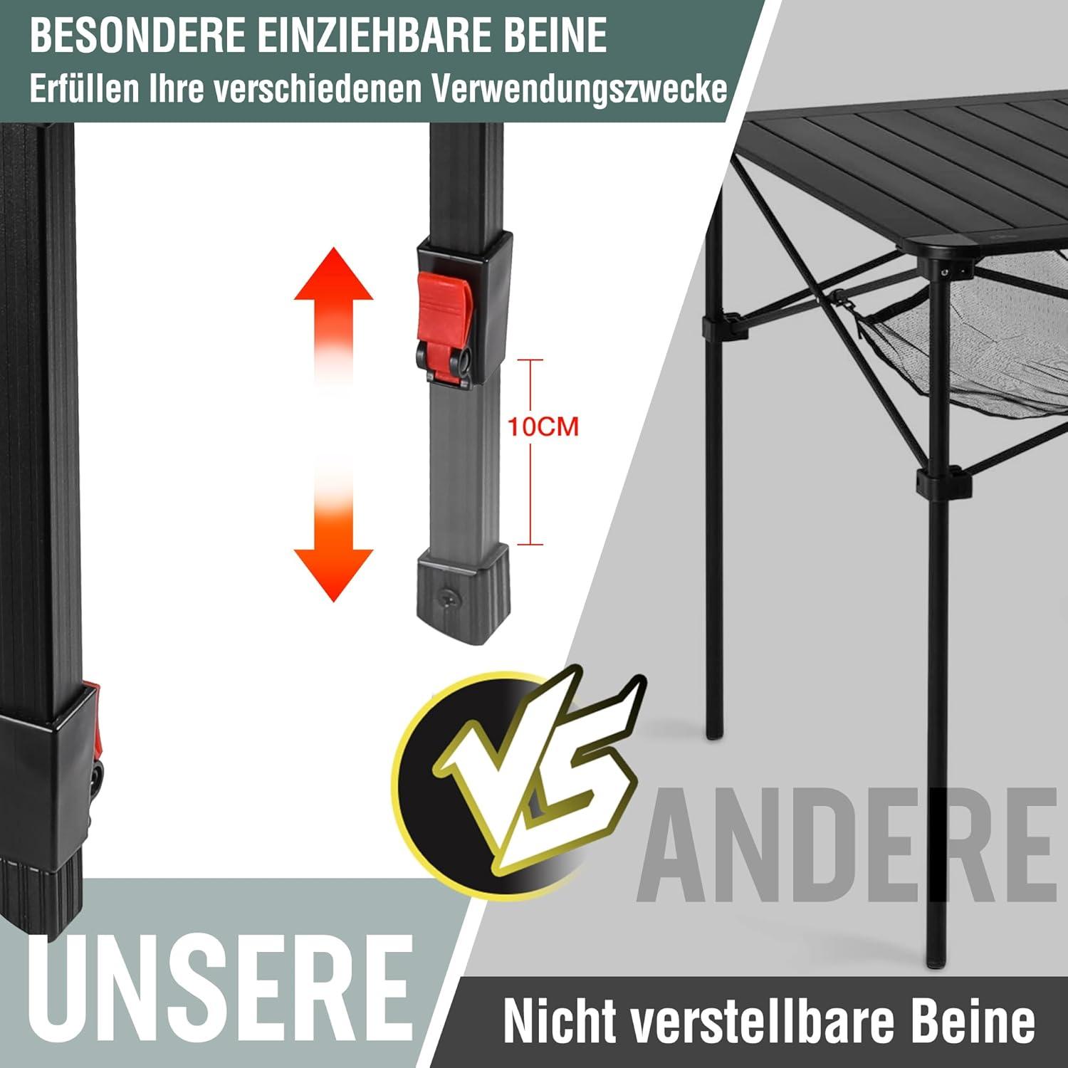 Klapptisch Aluminium Camping Picknick Tragetasche Outdoor 40x40x53cm